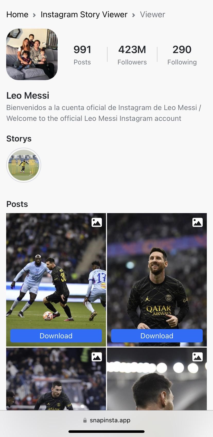 Instagram Messi